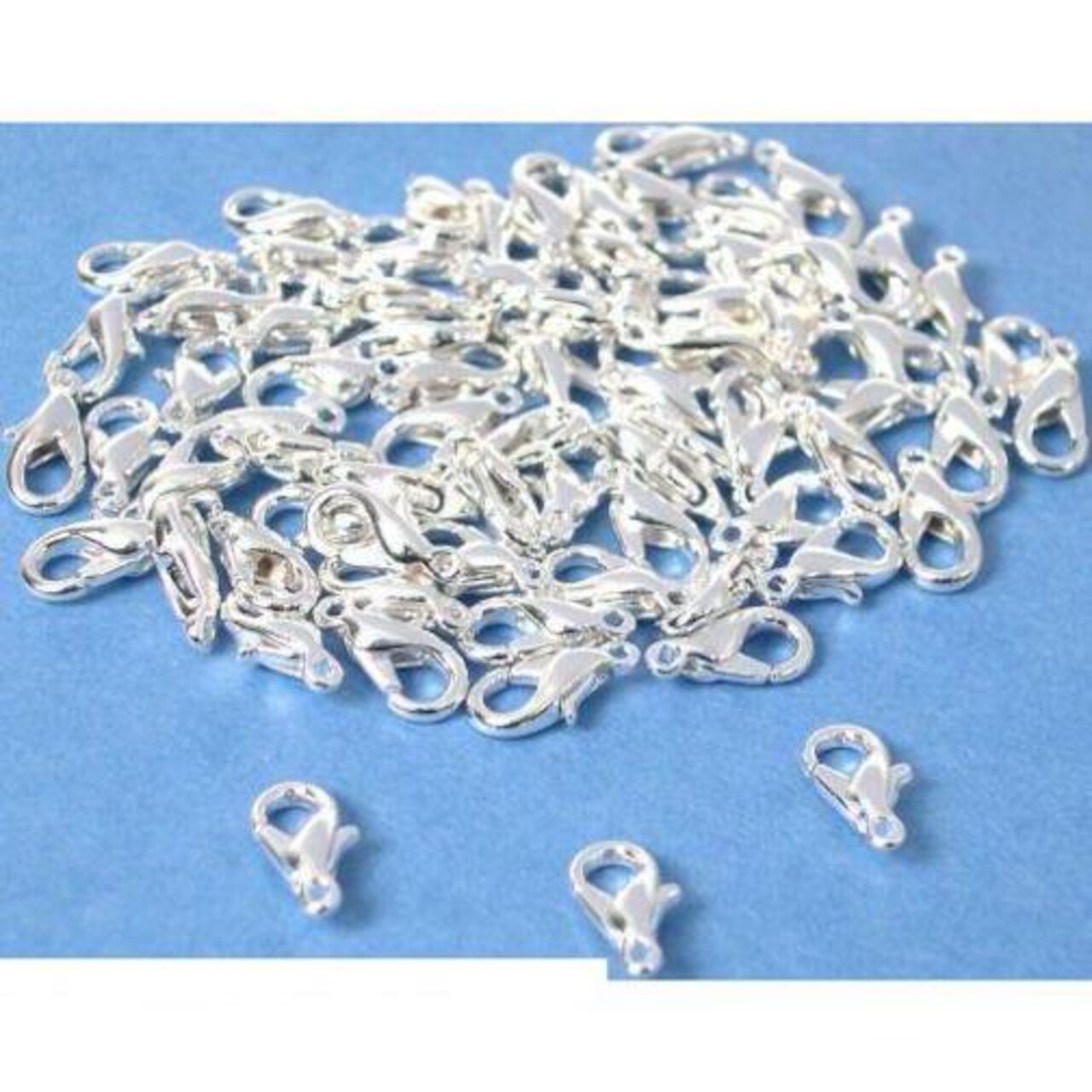 75 Silver Plated Mini Lobster Claw Clasps 10mm Lead & Nickel Free